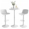 Velor Bar Table Set with Two Height-Adjustable Plastic-Seat Bar Stools – White