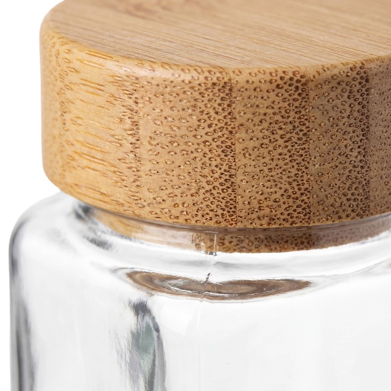 24er-Set eckige Gewürzgläser mit Bambusdeckeln, 120 ml, inklusive Zubehör