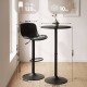 Velor Bar Table Set with Two Height-Adjustable Plastic-Seat Bar Stools – Black