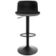 Velor Bar Table Set with Two Height-Adjustable Plastic-Seat Bar Stools – Black