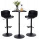 Velor Bar Table Set with Two Height-Adjustable Plastic-Seat Bar Stools – Black