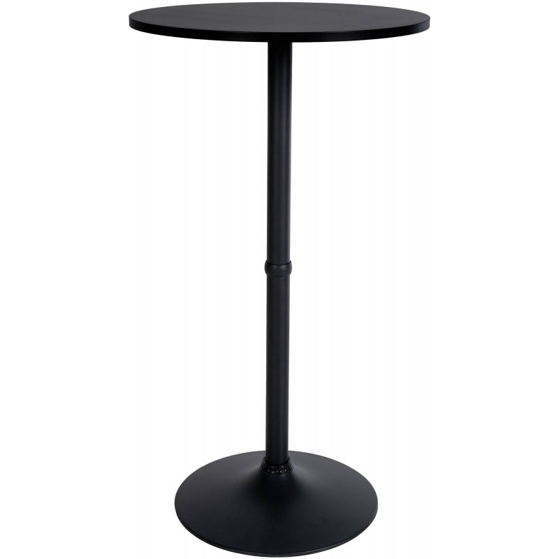 Velor Bar Table Set with Two Height-Adjustable Plastic-Seat Bar Stools – Black
