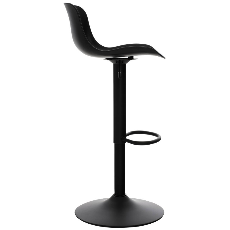 Velor Bar Table Set with Two Height-Adjustable Plastic-Seat Bar Stools – Black