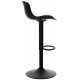 Velor Bar Table Set with Two Height-Adjustable Plastic-Seat Bar Stools – Black