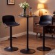 Velor Bar Table Set with Two Height-Adjustable Plastic-Seat Bar Stools – Black