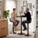 Velor Bar Table Set with Two Height-Adjustable Plastic-Seat Bar Stools – Black