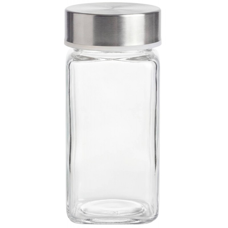 24er-Set eckige Gewürzgläser mit silbernen Edelstahldeckeln, 120 ml, inklusive Zubehör