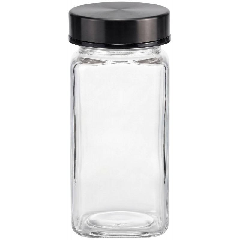 24er-Set eckige Gewürzgläser mit schwarzen Edelstahldeckeln, 120 ml, inklusive Zubehör