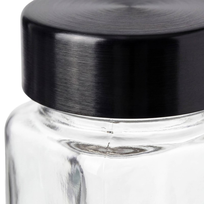 24er-Set eckige Gewürzgläser mit schwarzen Edelstahldeckeln, 120 ml, inklusive Zubehör