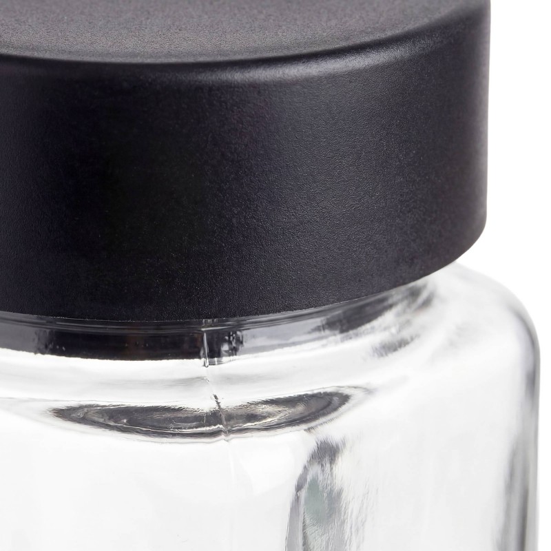 24er-Set eckige Gewürzgläser mit schwarzen Kunststoffdeckeln, 120 ml, inklusive Zubehör