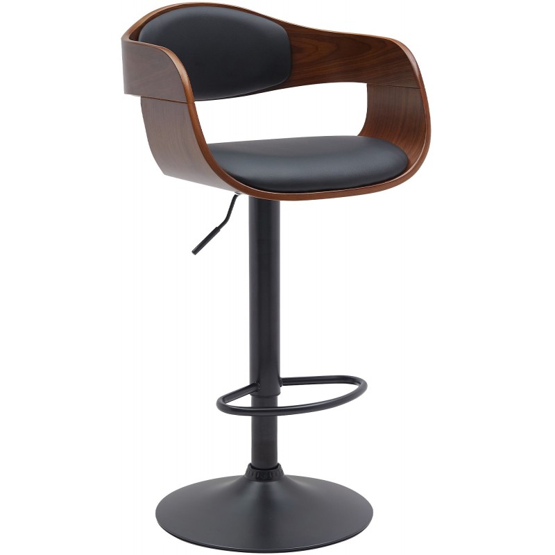 Bartisch-Set Kivo mit zwei höhenverstellbaren Barhockern – Schwarz/Walnuss-Optik