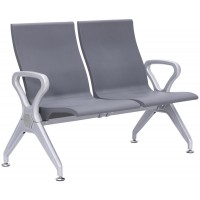 2-Sitzer-Wartebank Ermin mit Armlehnen und Aluminiumgestell, Grau
