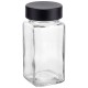 24er-Set eckige Gewürzgläser mit schwarzen Kunststoffdeckeln, 120 ml, inklusive Zubehör