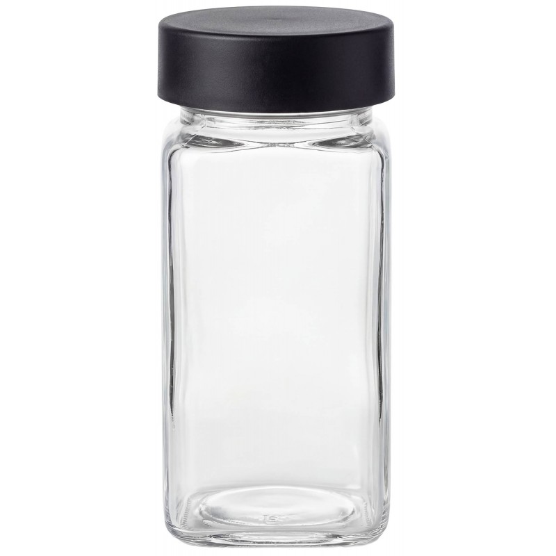 24er-Set eckige Gewürzgläser mit schwarzen Kunststoffdeckeln, 120 ml, inklusive Zubehör
