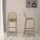Set of Two Air Indoor and Outdoor Bar Stools with Backrests and Footrests – Taupe