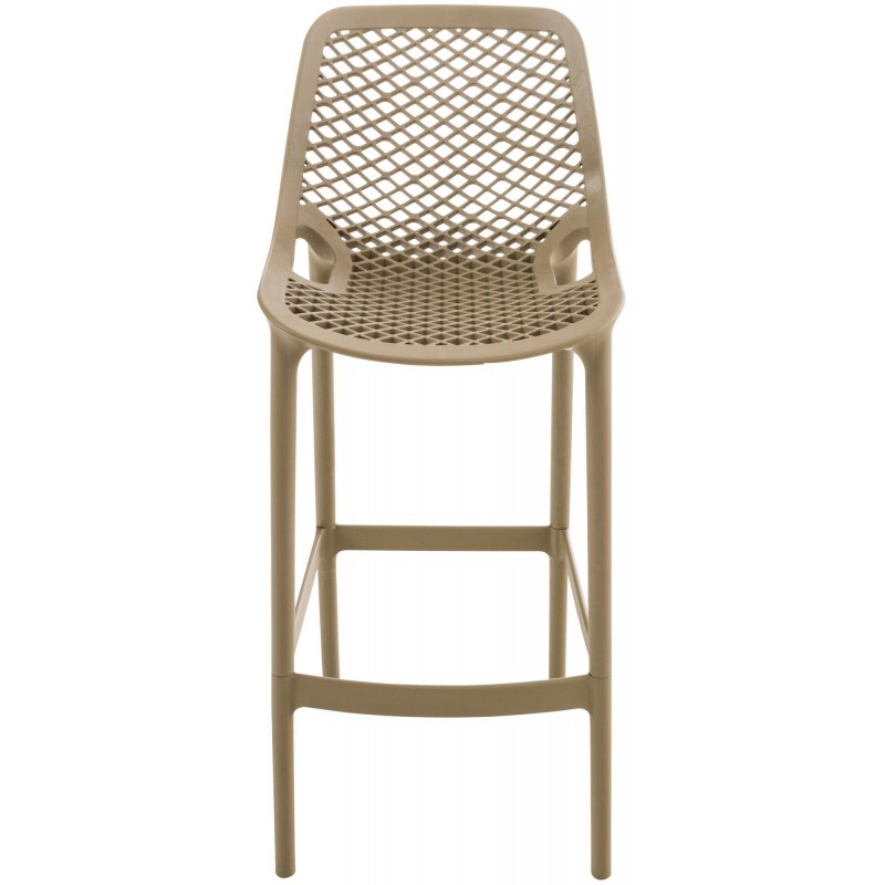 Set of Two Air Indoor and Outdoor Bar Stools with Backrests and Footrests – Taupe