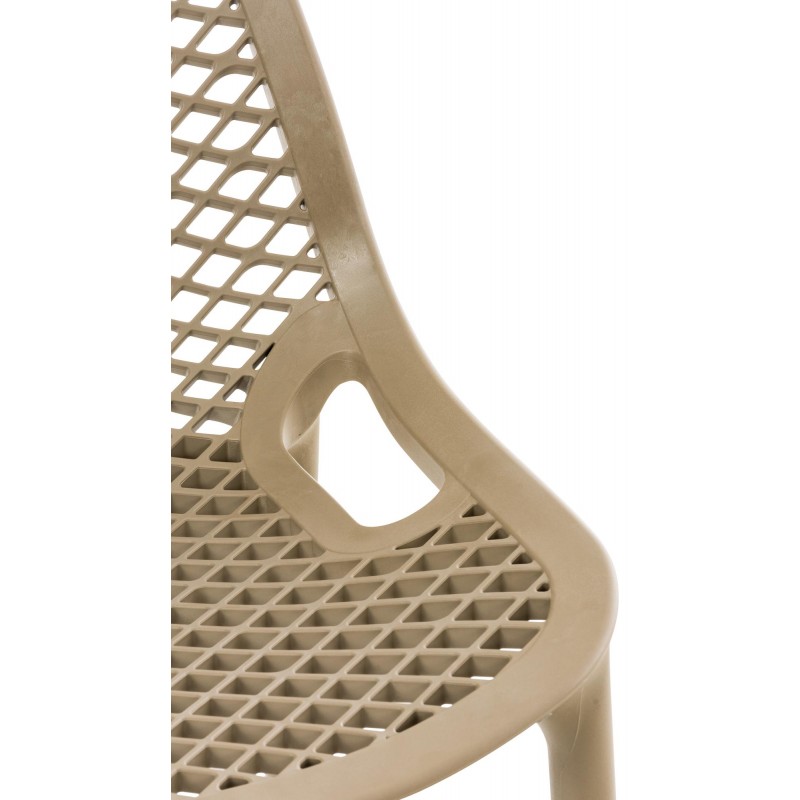 Set of Two Air Indoor and Outdoor Bar Stools with Backrests and Footrests – Taupe