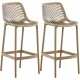 Set of Two Air Indoor and Outdoor Bar Stools with Backrests and Footrests – Taupe