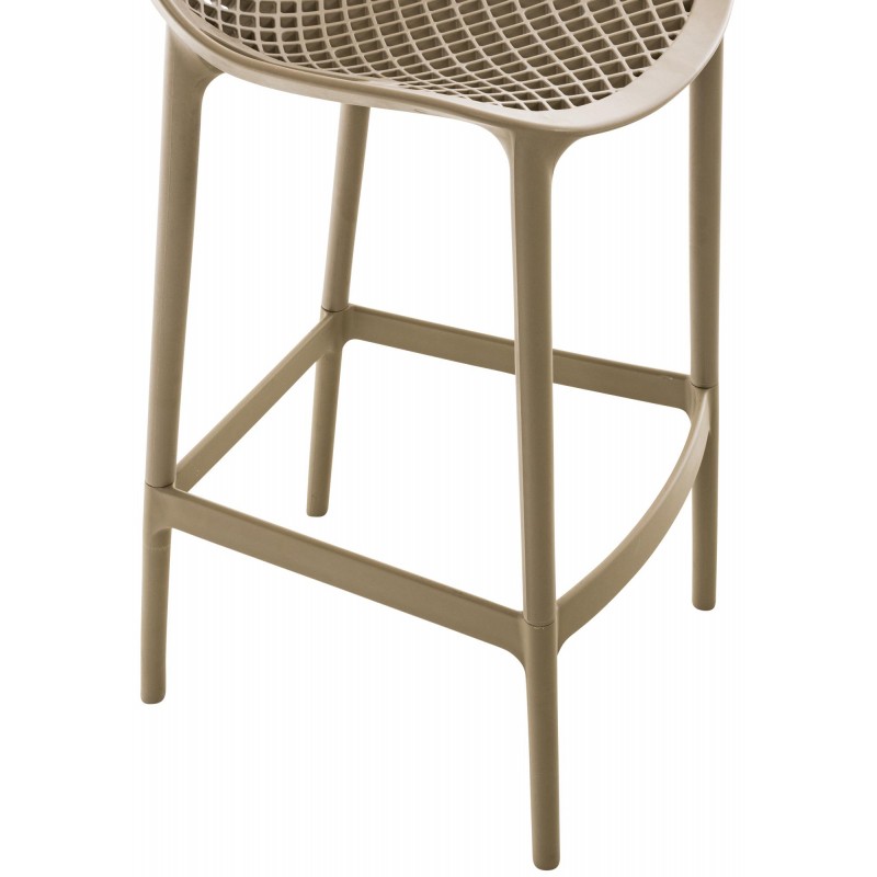Set of Two Air Indoor and Outdoor Bar Stools with Backrests and Footrests – Taupe