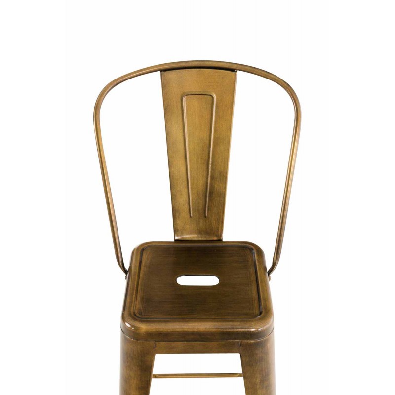 Set of Two Aiden Metal Bar Stools with Backrests and Footrests – Gold