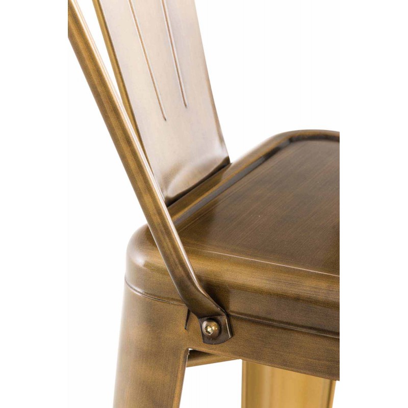 Set of Two Aiden Metal Bar Stools with Backrests and Footrests – Gold