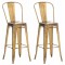 Set of Two Aiden Metal Bar Stools with Backrests and Footrests – Gold