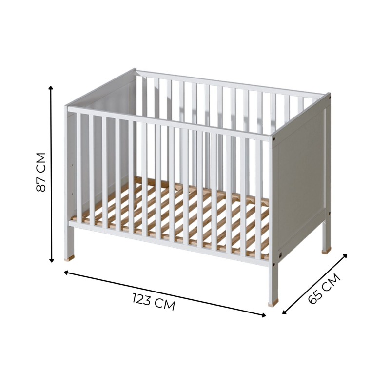Кроватка 120×60 Basic белая с ящиком