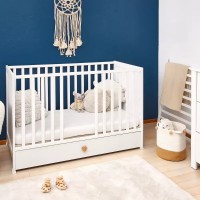 Baby Cot 120×60 Little Heart White with Drawer