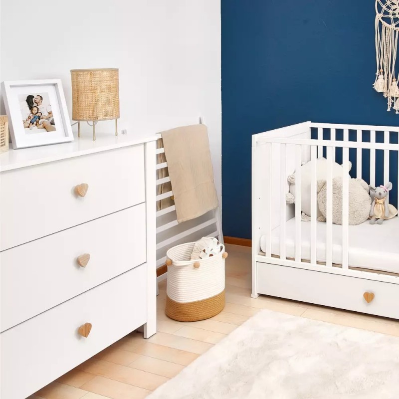 Кроватка 120×60 Little Heart белая с ящиком