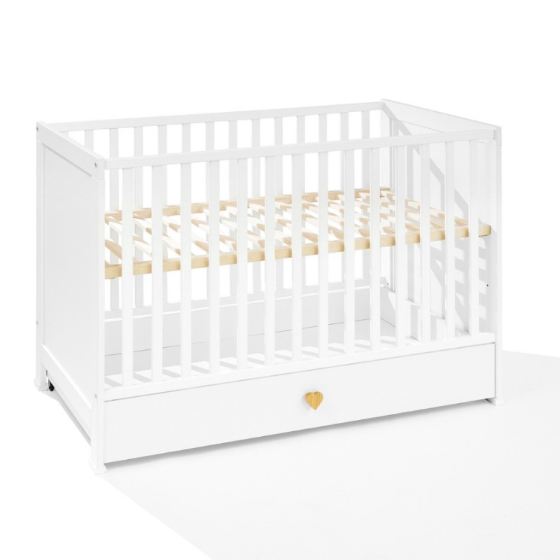 Кроватка 120×60 Little Heart белая с ящиком