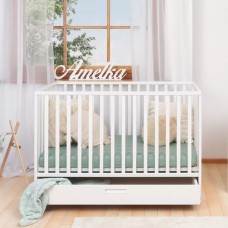 Кроватка 120×60 LUX белая с ящиком и колесами