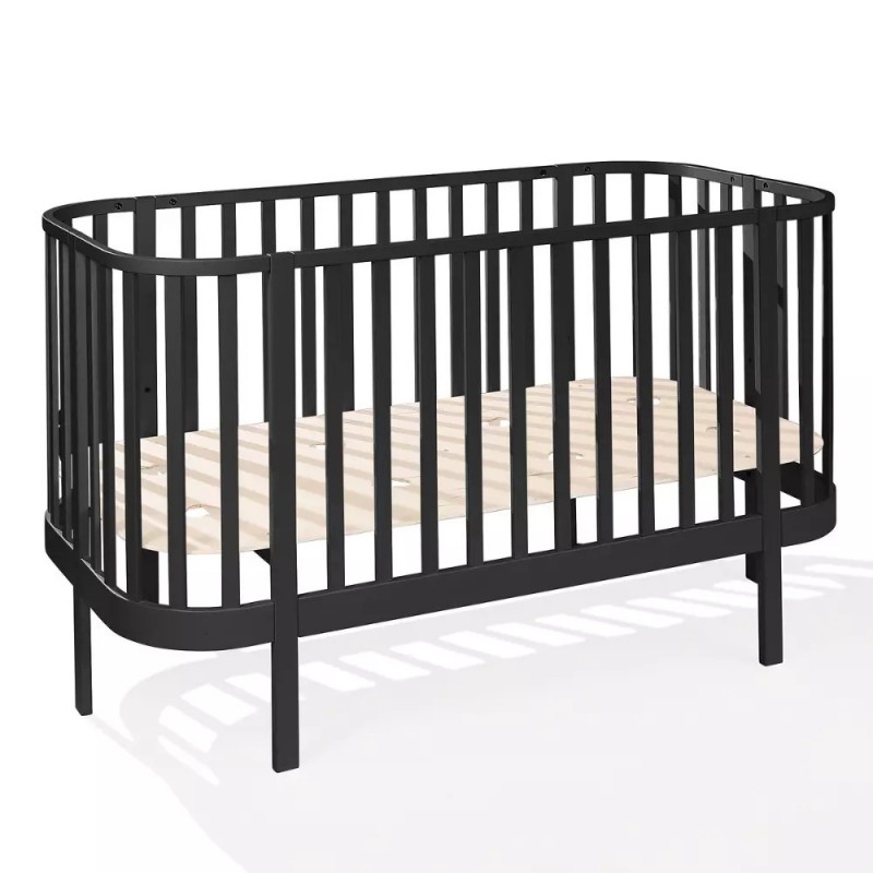 Кроватка детская 140×70 GRAND чёрная с функцией дивана