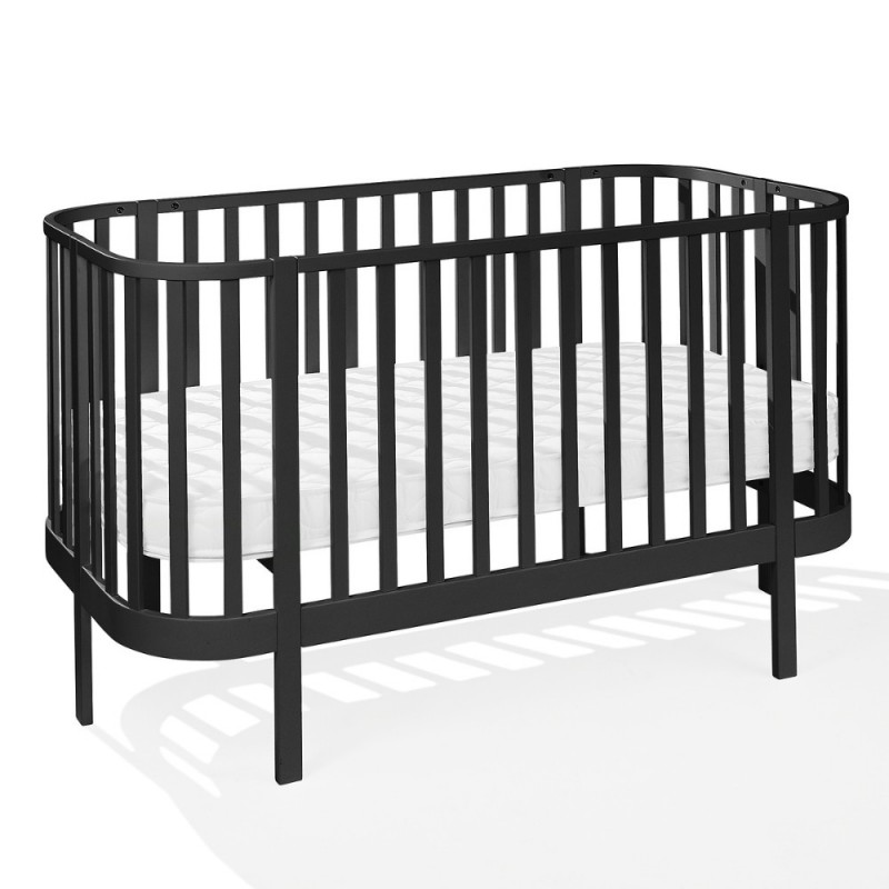 Кроватка детская 140×70 GRAND чёрная с функцией дивана
