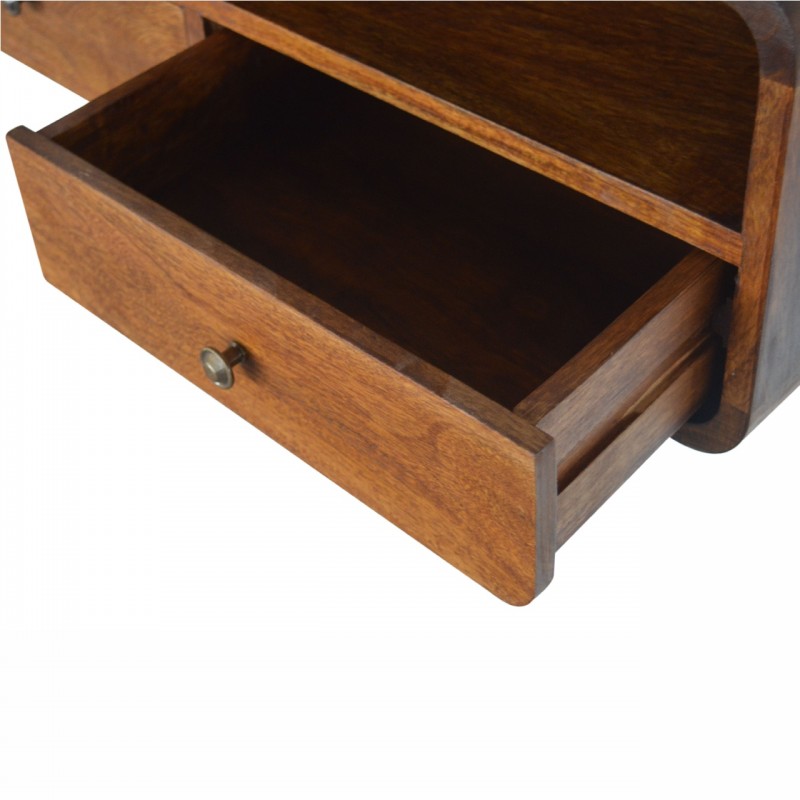 Floating Chestnut Wall-Mounted Console Table with Shelf