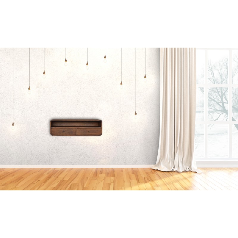 Floating Chestnut Wall-Mounted Console Table with Shelf