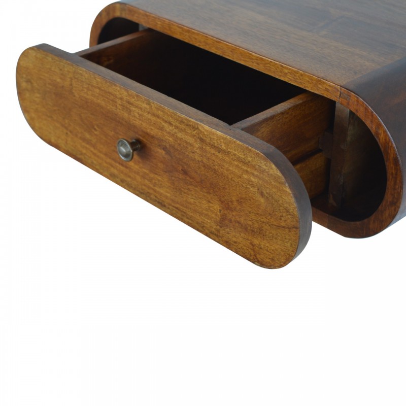 Runder Wand-Nachttisch Chestnut