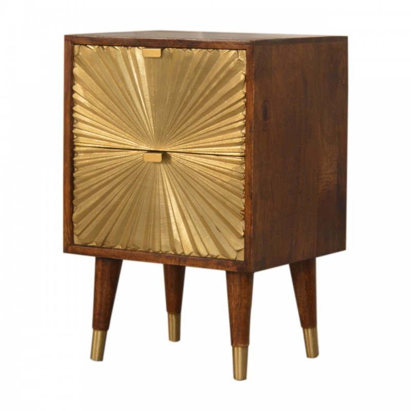 Manila Gold Chestnut Nachttisch mit Messingfronten