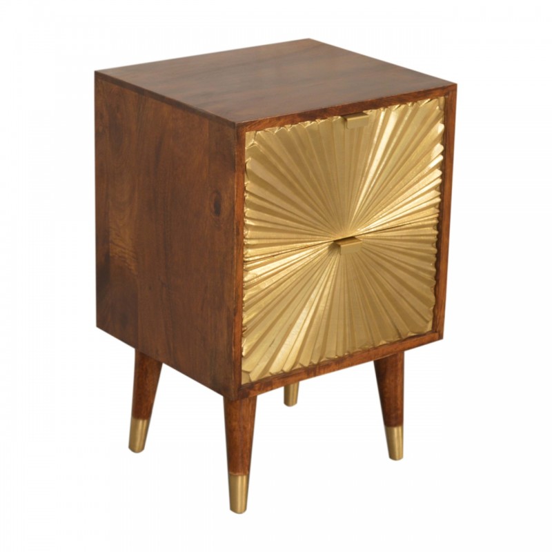 Manila Gold Chestnut Nachttisch mit Messingfronten