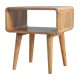 Curved Oak-Ish Open Shelf Nordic Nightstand