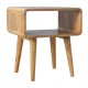 Curved Oak-Ish Open Shelf Nordic Nightstand