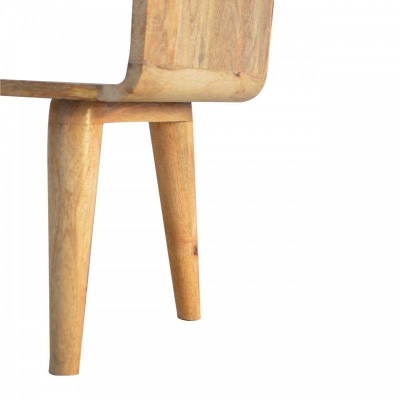 Curved Oak-Ish Open Shelf Nordic Nightstand