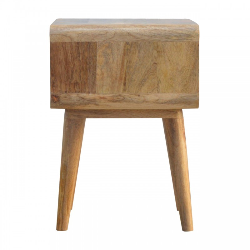 Curved Oak-Ish Open Shelf Nordic Nightstand