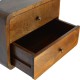 Curved Chestnut Floating Bedside Table with 2 Drawers