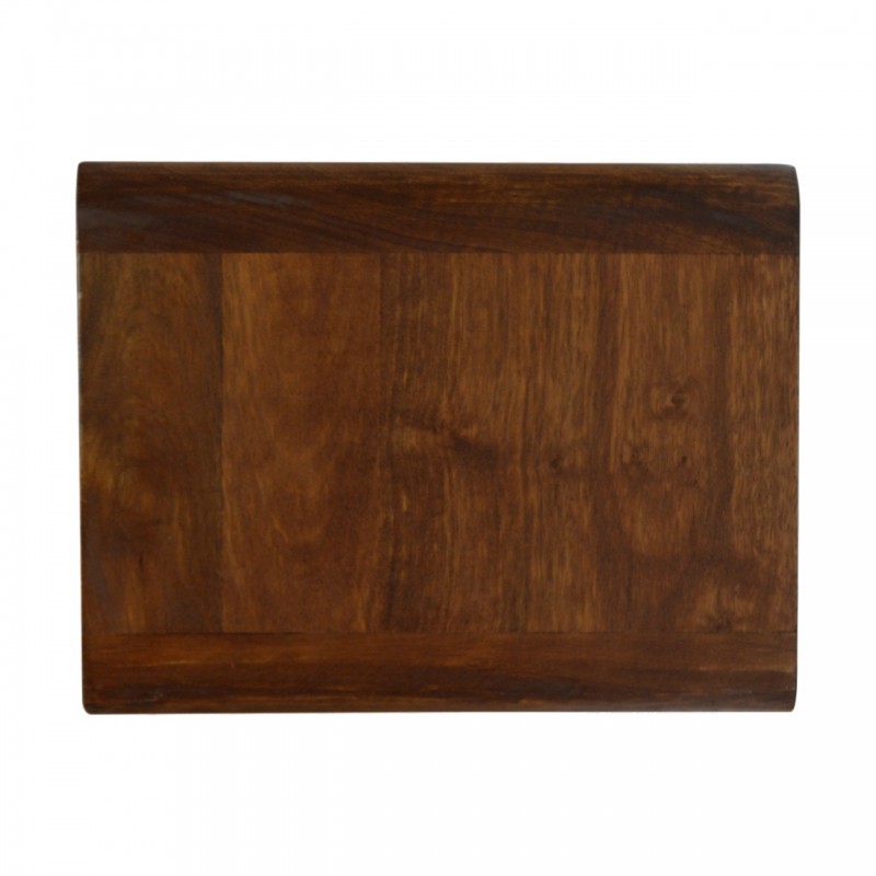 Curved Chestnut Floating Bedside Table with 2 Drawers