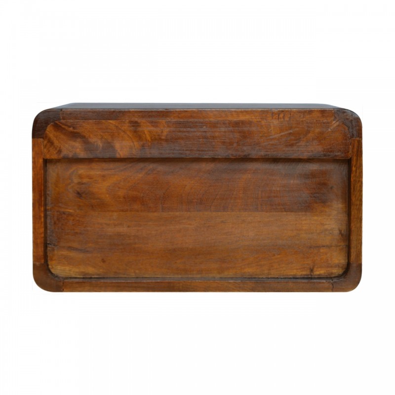 Curved Chestnut Floating Bedside Table with 2 Drawers