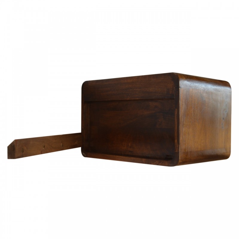 Curved Chestnut Floating Bedside Table with 2 Drawers