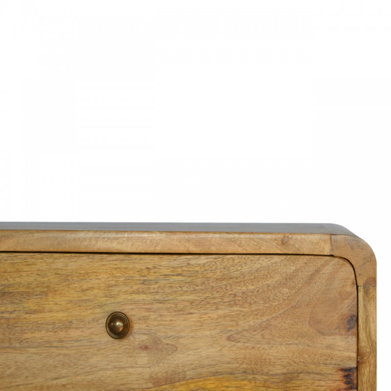 Curved Oak-Ish Wand-Nachttisch mit 2 Schubladen