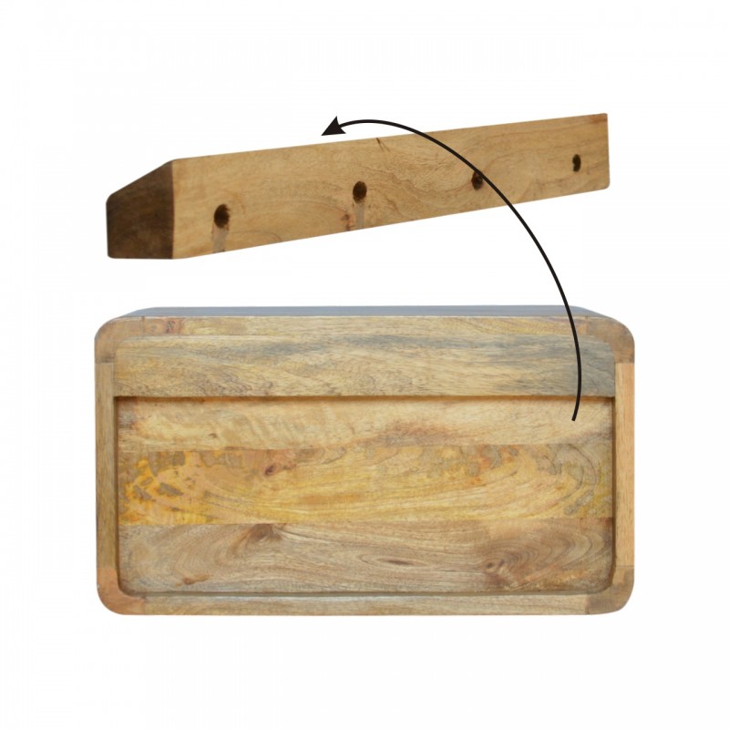 Curved Oak-Ish Wand-Nachttisch mit 2 Schubladen