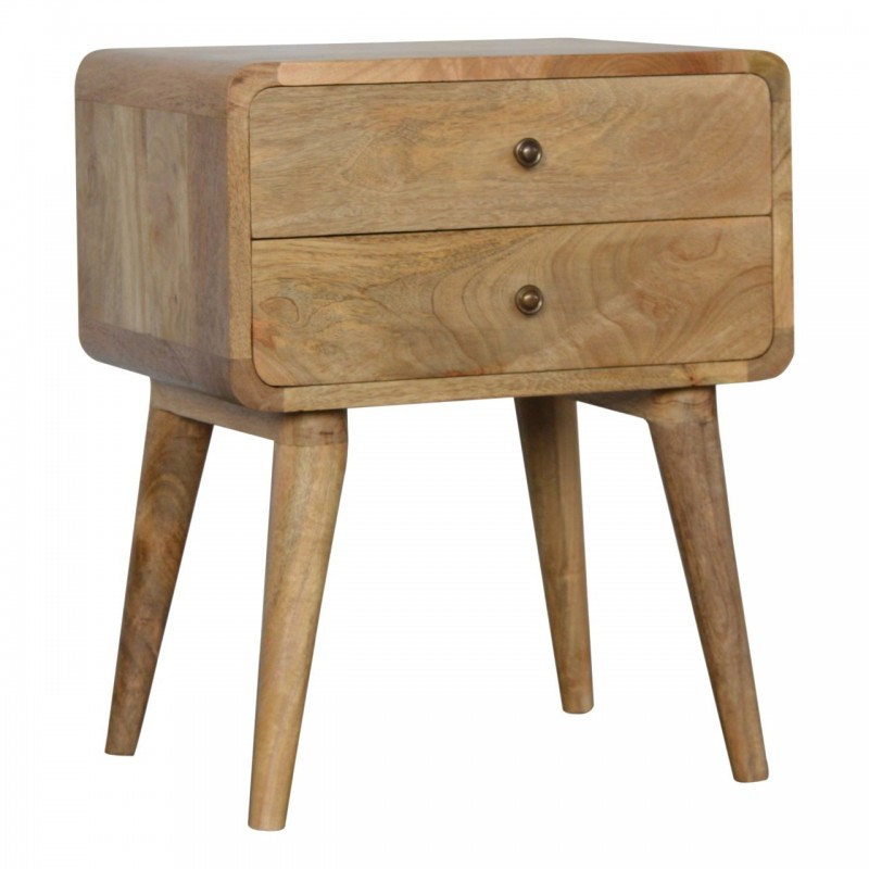 Curved Oak-Ish Nachttisch mit 2 Schubladen