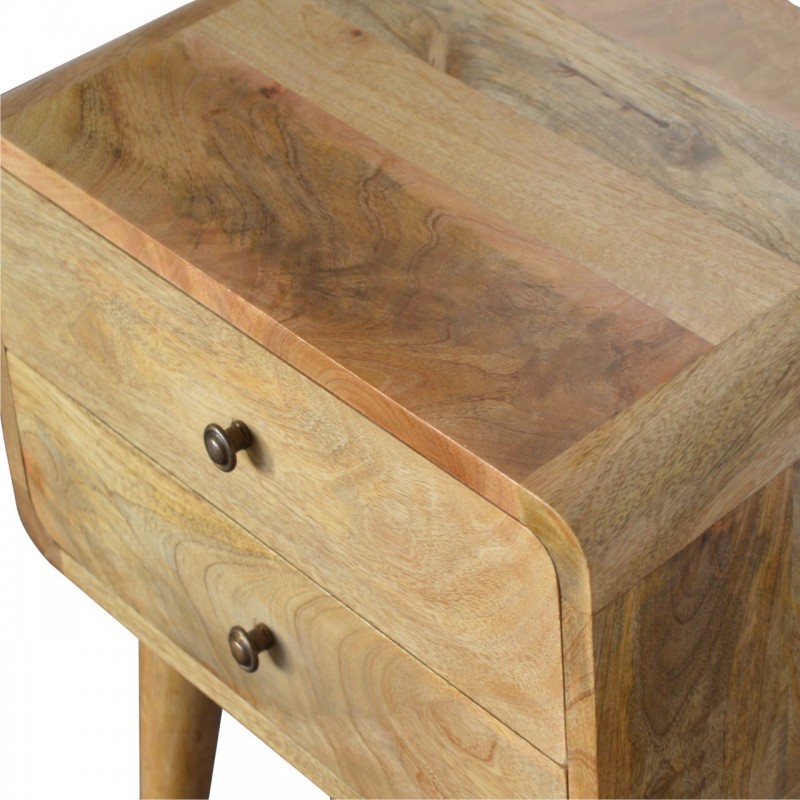 Curved Oak-Ish Nachttisch mit 2 Schubladen